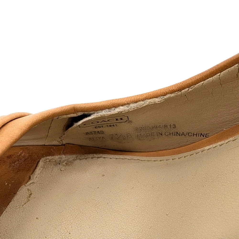 Coach‎ Aliya Tan Leather Peep Toe Platform Pumps Logo Buckle Size 7.5B Millenial